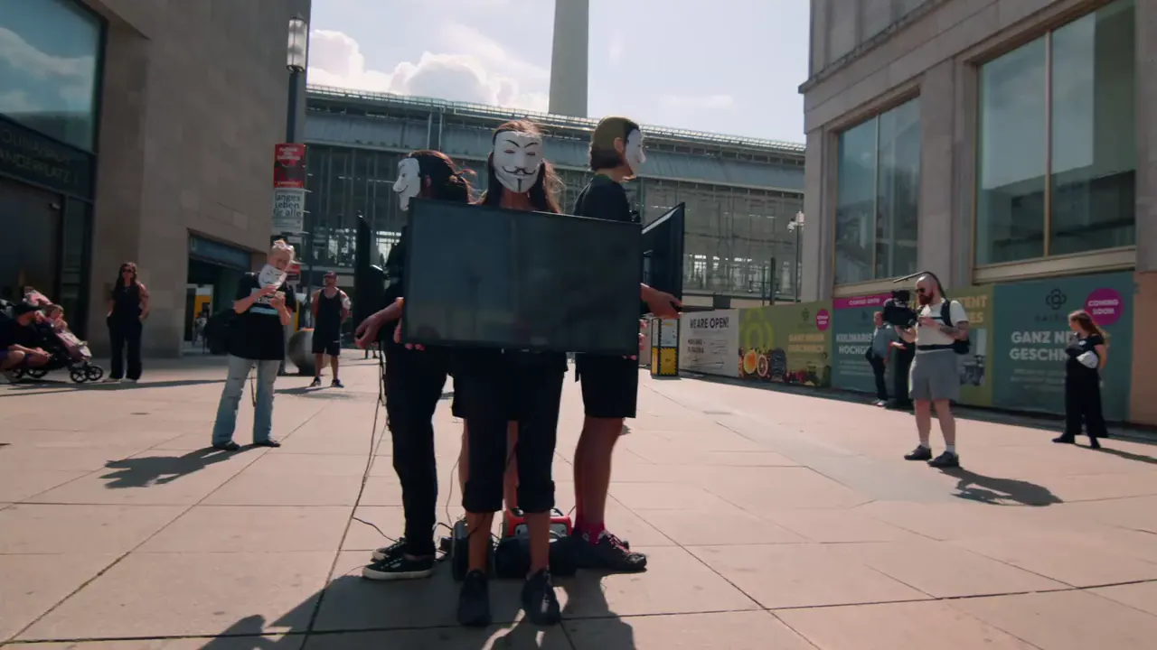 Protestaktion am Alexanderplatz in Berlin